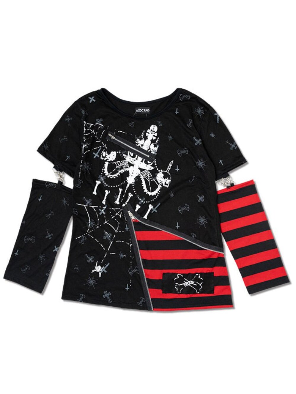 NEW ACDC RAG Gothic Punk Chandelier Black Red Long Sleeves Tee